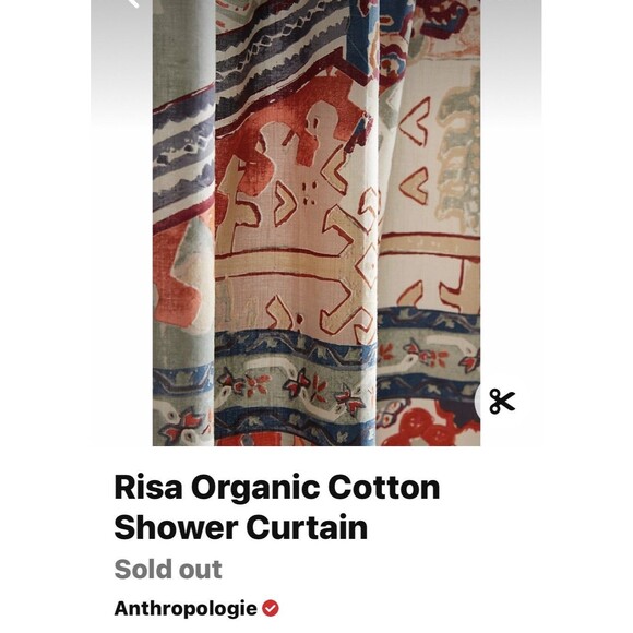 Anthropologie Risa Cotton Shower Curtain Boho Fall Multi-Color Neutrals 72x72 - Picture 4 of 16